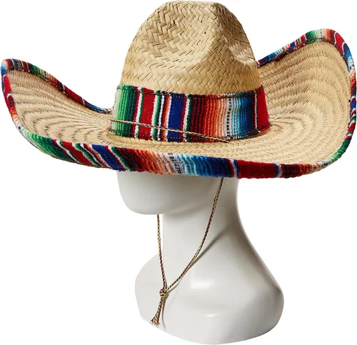 Vista 2 de Rubie's Costume Co Sombrero con borde de serape arcoíris y disfraz de banda