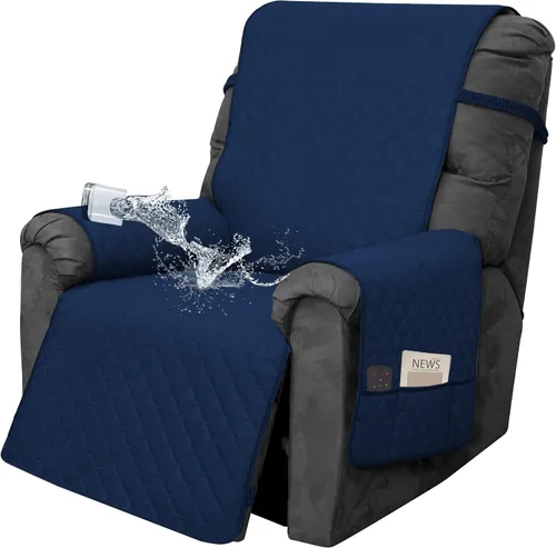 Vista 31 de Easy-Going Funda impermeable para sofá biplaza reclinable con bolsillo, funda de sofá reversible de 1 pieza para sillón reclinable de 2 asientos