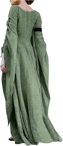 Vista 4 de Women's Renaissance Dress Halloween Victorian Ball Gown Dress Long Sleeve Retro Round Neck Gothic Vintage Dresses