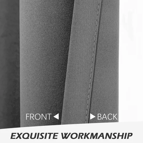 Vista 3 de MYSKY HOME Cortinas opacas de 90 pulgadas de largo para sala de estar, cortinas grises para dormitorio, cortinas con aislamiento térmico gris