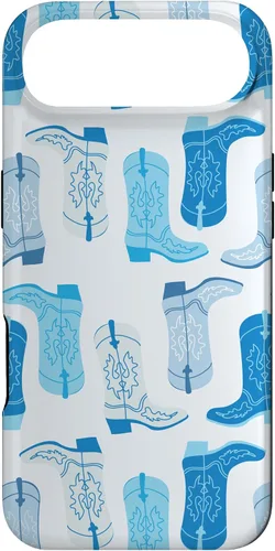 Vista 27 de Cowboy Boot Illustration Preppy Western Pastel Blue and Cyan Case for iPhone 17