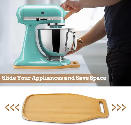 Vista 2 de Kitchenaid - Alfombrilla deslizante de bambú para batidora de pie inclinable de 4.5 a 5 cuartos de galón, almohadilla deslizante con mango