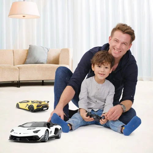 Vista 10 de RASTAR Coche de juguete Lamborghini 1:14 Lamborghini Aventador SVJ, modelo de control remoto, súper coche deportivo RC para carreras, para niños