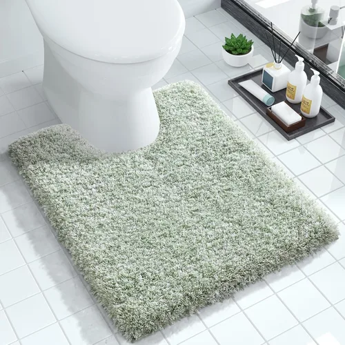 Vista 54 de Yimobra Alfombras de baño en negro y blanco antideslizantes lavables, tapetes de baño ultra suaves y absorbentes de agua, alfombra de ducha suave