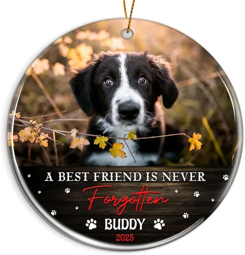 Vista 11 de Adorno personalizado para la primera Navidad del bebé 2025 con nombre personalizado, lindo oso en la luna, adornos redondos, regalo de primer