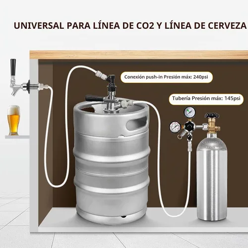 Vista 5 de Kegerator - Tubería de línea de cerveza Hilangsan Kegerator, línea de gas CO2, empuje para conectar, ajuste de 3/8 pulgadas de diámetro exterior ×