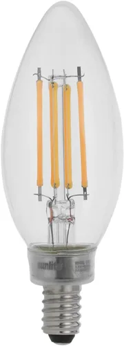 Vista 9 de Sunlite Bombilla LED de filamento B11 con punta de torpedo, 5 vatios (equivalente a 60 W), 600 lúmenes, 90CRI, base de candelabro E12, regulable