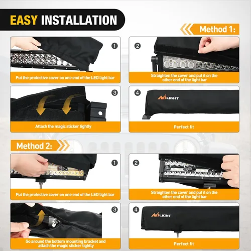 Vista 7 de Nilight Cubierta de barra de luz LED de 22 pulgadas, funda protectora de nailon negro, ajuste universal, barra recta y curva, impermeable, a prueba