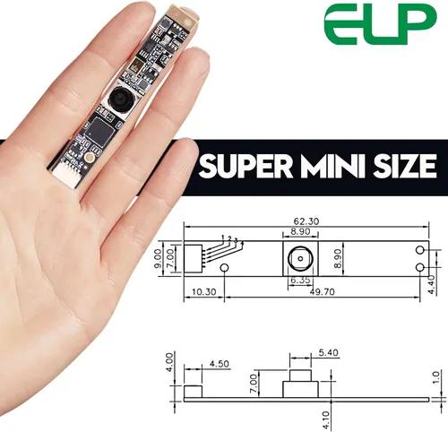 Vista 2 de ELP Cámara USB de enfoque automático de 16 MP con micrófono para computadora Mini UVC USB2.0 Lightburn Cámara Micro USB Seguridad PC Módulo de Lente