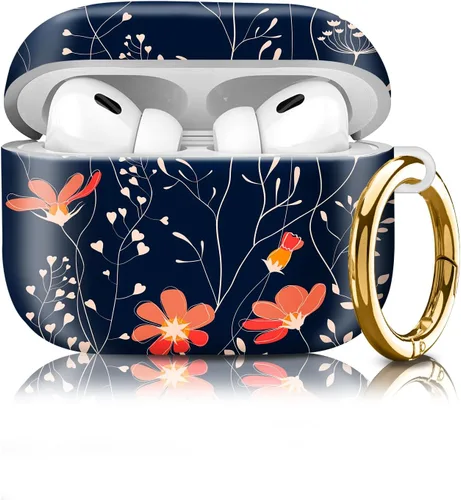 Vista 10 de Funda compatible con AirPod Pro de 2ª/1ª generación, ligera y duradera, resistente con llavero, diseño elegante funda para AirPod para mujer
