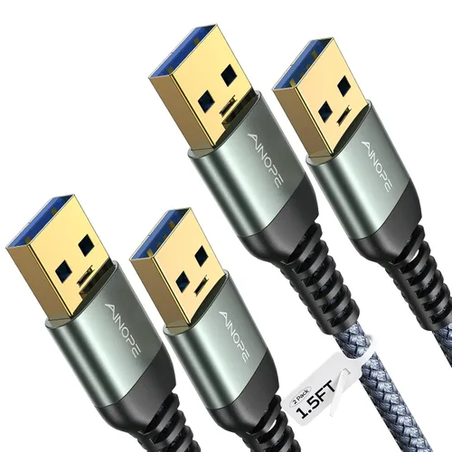 Vista 7 de AINOPE Cable USB a USB, cable USB 3.0 A a A macho a macho [nunca se rompe], cable tipo A de doble extremo compatible con cajas de disco duro, KVM