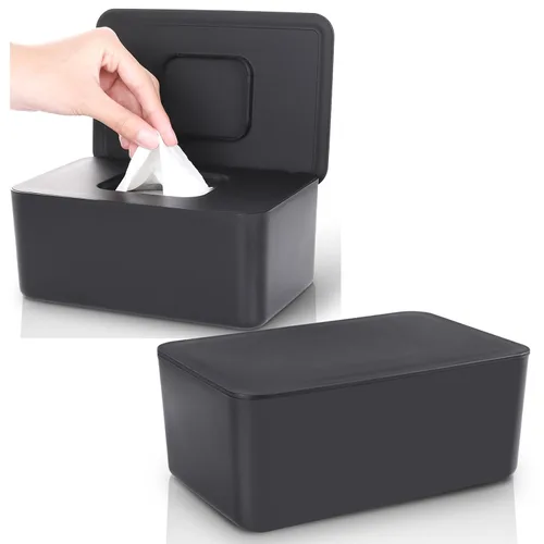 Vista 7 de Dispensador de toallitas para bebés y soporte para toallitas – Recipiente de toallitas para bebé recargable antideslizante con tapa de sellado