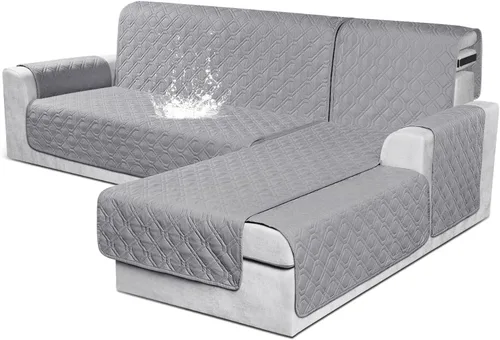 Vista 9 de VANSOFY Fundas para Sofá Seccional 100% Impermeables Funda Deslizable para Sofá en Forma de L 3 Piezas Reversible Funda para Chaise Lounge para Sofá