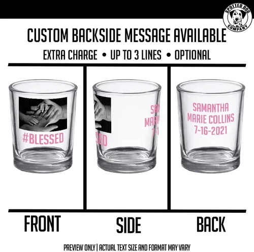 Vista 8 de Paquete de 2 vasos de chupito de 2.5 onzas, regalos para papás y madres, imágenes o imágenes personalizadas: aniversarios, regalos de fiesta