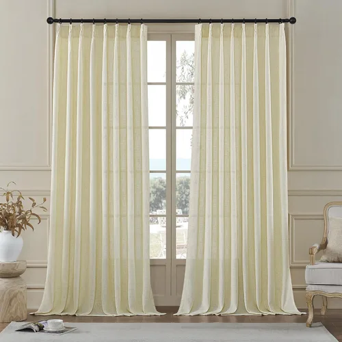 Vista 11 de MASWOND Cortinas de Lino Semitransparentes con Pliegues Pinzados 84 Pulgadas de Largo 2 Paneles para Sala de Estar Dormitorio Cortina de Ventana