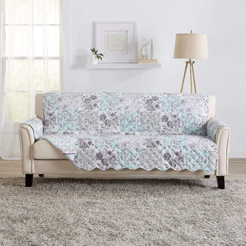 Vista 43 de Great Bay Home Funda reversible de retazos reclinable, lavable, protector de muebles con correas elásticas, perfecta para niños y mascotas, detalle