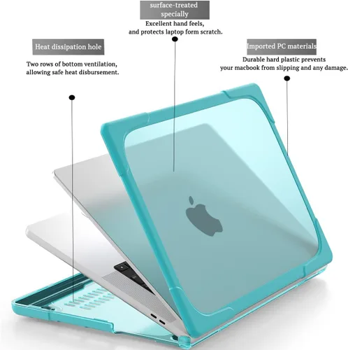 Vista 3 de Teryeefi Funda rígida para MacBook Air de 15 pulgadas M3 M2 2023 2024 [modelo A3114/A2941], resistente protección completa plegable con funda
