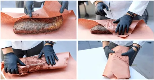 Vista 2 de Rollo de papel de carnicero rosa extra ancho (24 pulgadas x 175 pies), papel de barbacoa de grado alimenticio, sin encerar, para ahumar carne