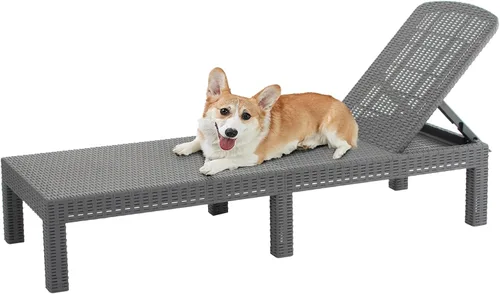Vista 10 de DIMAR GARDEN Tumbona al aire libre, silla de piscina de resina impermeable reclinable, caramelo