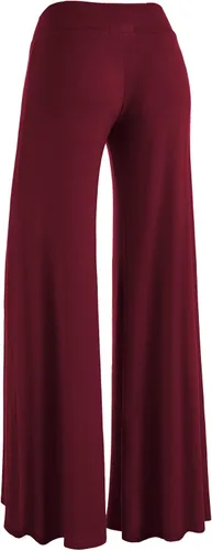 Vista 15 de Made By Johnny Pantalones palazzo elásticos de pierna ancha para mujer, lisos, casuales, cómodos
