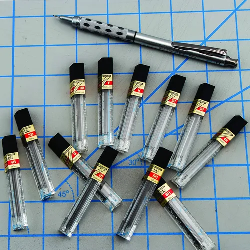 Vista 6 de Pentel Super Hi-Polymer - Recambio de plomo, 0.020 in, fino, 4B, 144 piezas de plomo (C505-4B)