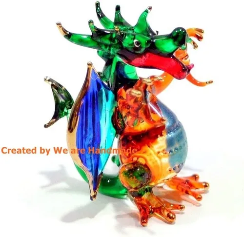 Vista 6 de Figuras de dragón hechas a mano de cristal soplado de 2 pulgadas, ideas de regalo de casa de muñecas coleccionables, animales de cuento de hadas