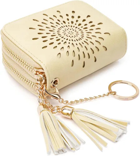 Vista 18 de APHISON RFID - Porta tarjeta de crédito con llavero, cartera pequeña con cremallera para mujer, Moderno