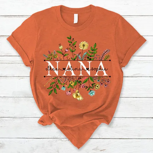 Vista 5 de Custom Mom Mimi and Grandkids Wildflowers Shirt, Customize Grandma Gifts, Gifts for Grandma Nana Gigi Oma Mamaw Yaya