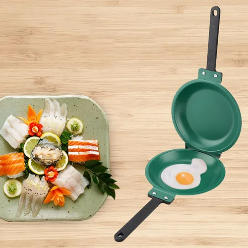 Vista 7 de Gavigain Sartén de acero de doble cara, sartén de doble cara, sartén para panqueques esponjosos, tortillas, frittatas y más