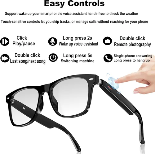 Vista 8 de Lentes inteligentes con Bluetooth para hombres y mujeres, bloqueo de luz azul Open-Ear Speaker Bluetooth Audio Glasses for Work & Driving