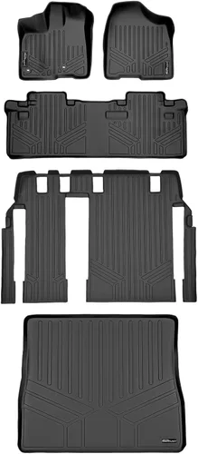 Vista 21 de MAXLINER - Juego de tapetes de piso de ajuste personalizado de 3 filas para Toyota Sienna 2011-2012