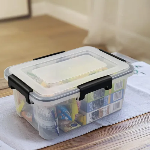 Vista 4 de Morcte Paquete de 6 cajas de almacenamiento transparentes con tapa de sellado de junta, caja de juntas de plástico de 12 cuartos de galón con cierre