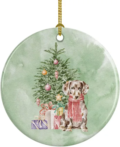 Vista 43 de Caroline's Treasures Bulldog, Bulldog inglés #2 y árbol de cerámica adorno colgante para árbol de Navidad, decoración colgante para el hogar