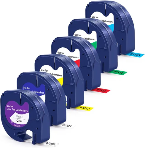 Vista 11 de Compatible con Dymo LetraTag Recambios para Etiquetadora 91330 Cinta de Papel para Etiquetadora 12mm x 4m (1/2" x 13') Reemplazo para dymo letra tag