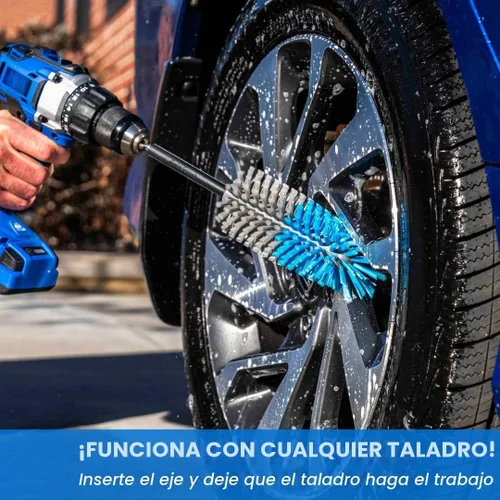 Vista 5 de Accesorio de cepillo de taladro de largo alcance, multiuso para neumáticos de automóvil, ruedas, pozos de ruedas, bahías de motor, tubos de escape
