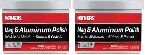 Vista 11 de Pulidor Mag & Aluminum Polish 05101 y paquete de telas de microfibra., std color Brilliant Shine, All Uncoated & Unplated Metals Including