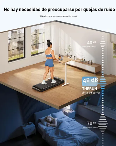 Vista 7 de THERUN Walking Pad with Handle Bar, Under Desk Walking Treadmill for Home Negro
