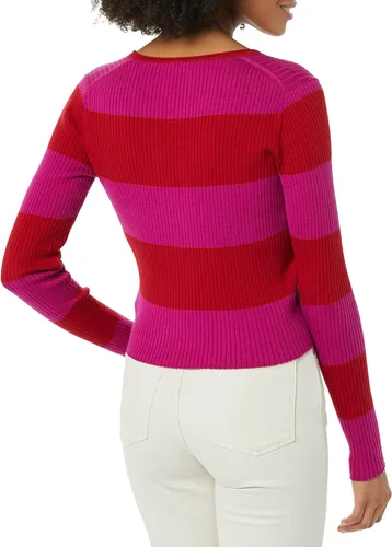 Vista 2 de Rebecca Taylor Cárdigan corto a rayas merino acanalado para mujer