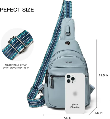 Vista 3 de Bolsa bandolera de 7 litros para mujeres y hombres, bolsa cruzada de hombro, mochila, cangurera, bolsa de viaje de piel sintética