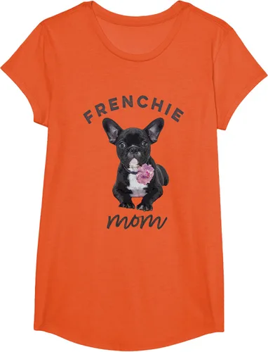 Vista 31 de Camiseta Bulldog Francés para Mujer, Frenchie Mom, Flor, Negro, S