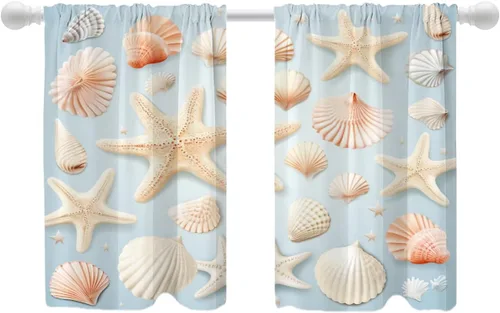 Vista 139 de Shrahala Floral Abstract Design Blackout Curtain Tiers, Minimalist Flower Illustration Kitchen Valance Light Blocking Tier Drapes with Rod Pocket, 2