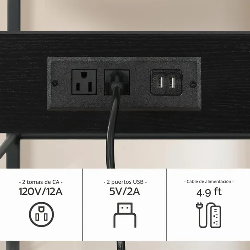 Vista 5 de HOOBRO Isla de Cocina con Almacenamiento, Mesa de Isla de Cocina con Toma de Corriente, 35.4" L Estación de Café de 3 Niveles y Soporte para Negro