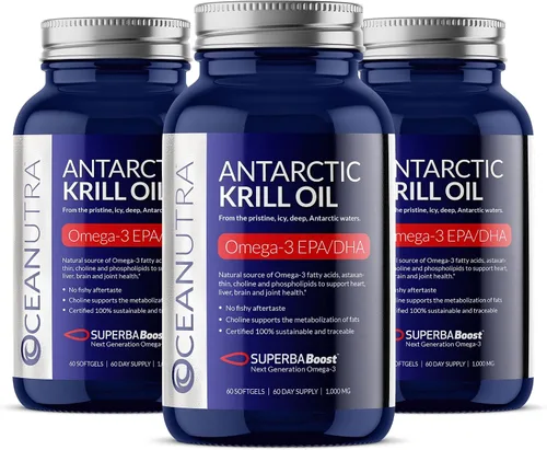Vista 10 de Aceite de krill 100% puro 1000 mg suministro de 120 días de doble fuerza 56% fosfolípidos astaxantina sustentable antártico SuperbaBoost Omega 3 EPA