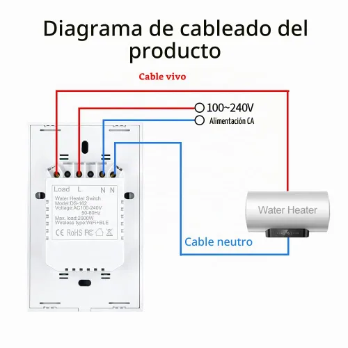 Vista 4 de HomeKit Interruptor inteligente WiFi de pared, interruptor de luz, panel de vidrio, control remoto inalámbrico con función de temporizador