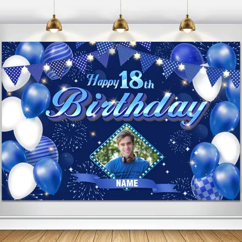 Vista 35 de Dicodes Fondo de decoración de feliz cumpleaños número 100 color azul marino personalizado, cartel con purpurina, pancarta, suministros
