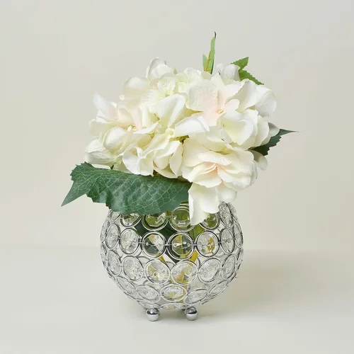 Vista 4 de Elegant Designs HG1006-CHR Elipse - Portavelas circular de cristal, florero, centro de mesa de boda, regalo, 4.25 pulgadas, cromado