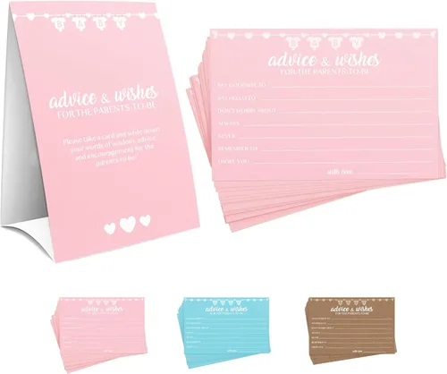 Vista 8 de Party Hearty Juegos de Baby Shower para Niño, 50 pcs Juego de Predicciones y Consejos, Tarjetas de Actividades Divertidas, Ideas de Baby Shower 50