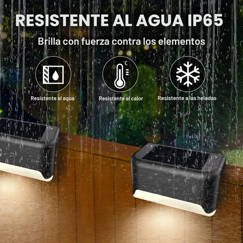 Vista 6 de BKBB PPBB - Luces solares para exteriores, 4 luces solares para escalones, luces solares LED impermeables para escaleras al aire libre, escalón