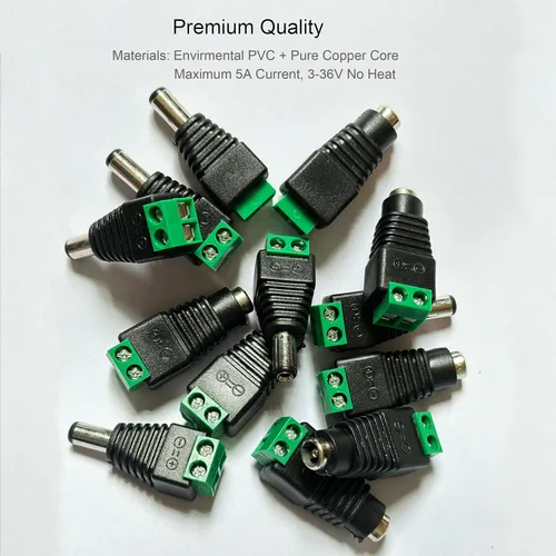 Vista 4 de DAYKIT 10 pares de adaptadores de enchufe de alimentación de 12 V macho+hembra 2.1 x 5.5 mm para cámara CCTV