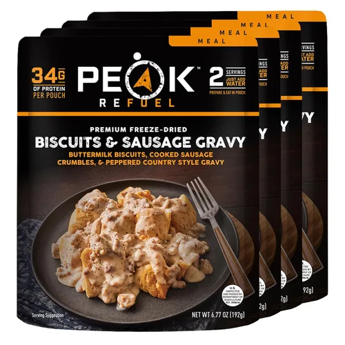 Vista 24 de Goulash de búfalo americano 45g protein, 740 calories, ground bison goulash, 2 servings, 4.94 oz pouch, 6 oz water, ready in 10 minutes, made in